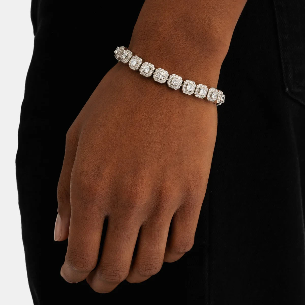 7mm Clustered Tennis - White Gold
