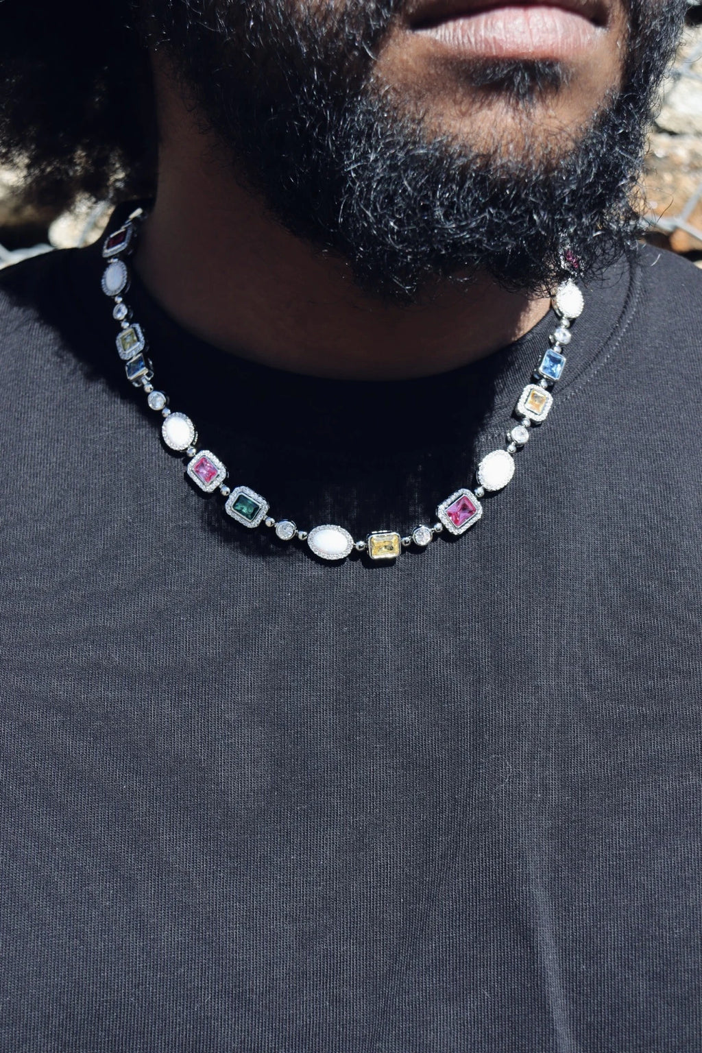 6mm Multi Gemstone & Opal Bracelete - White Gold