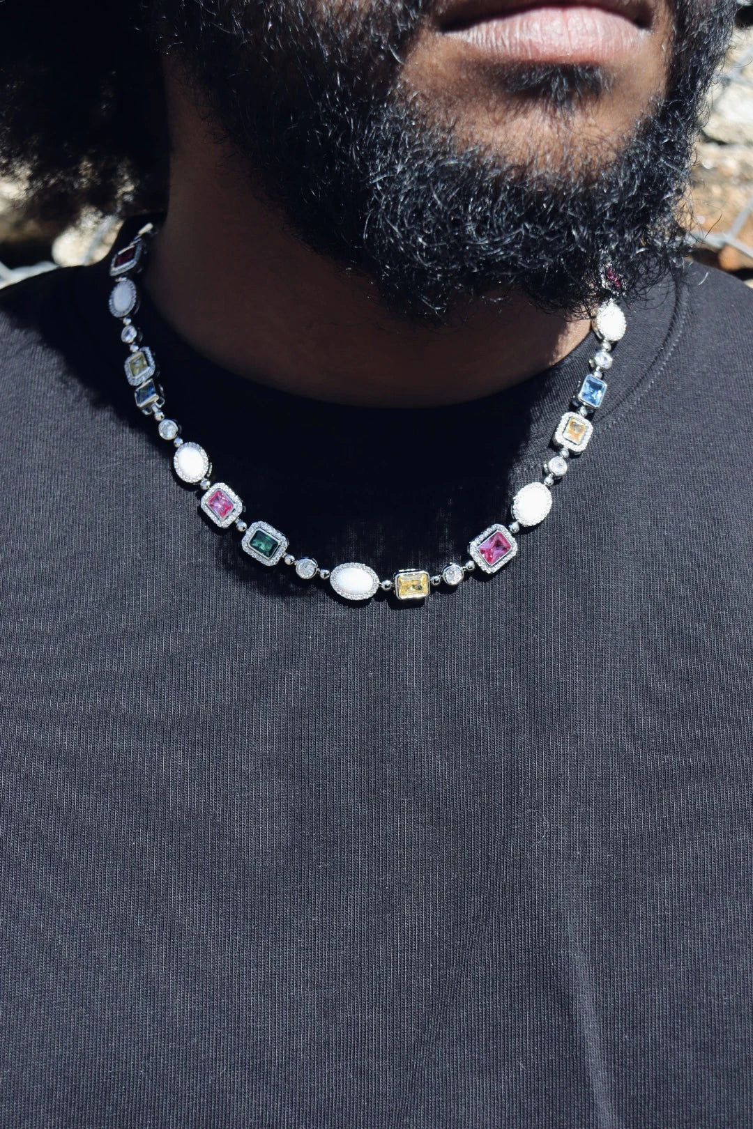 6mm Multi Gemstone & Opal Bracelete - White Gold