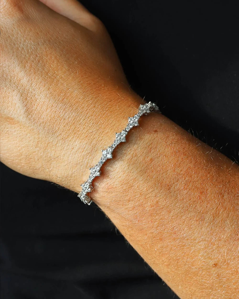 3mm Mixed Tennis Bracelete - White Gold