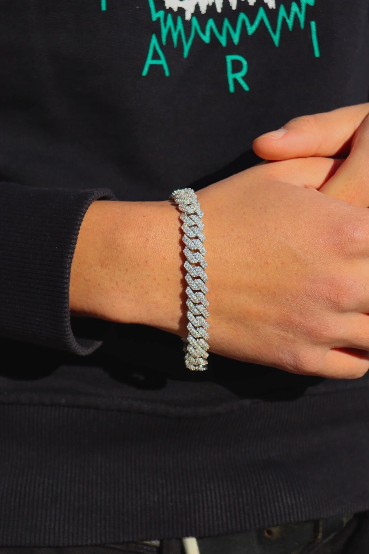 10mm Prong Link Chain - White Gold