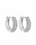 Iced Hoop Earrings - 13mm - White