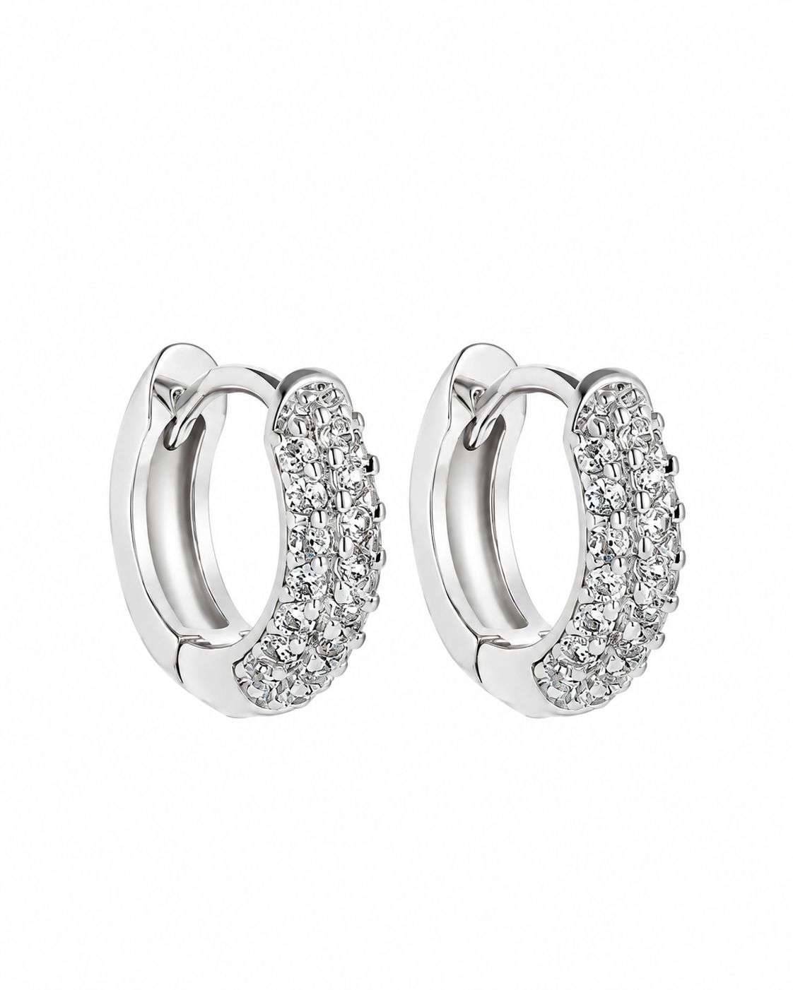Iced Hoop Earrings - 13mm - White
