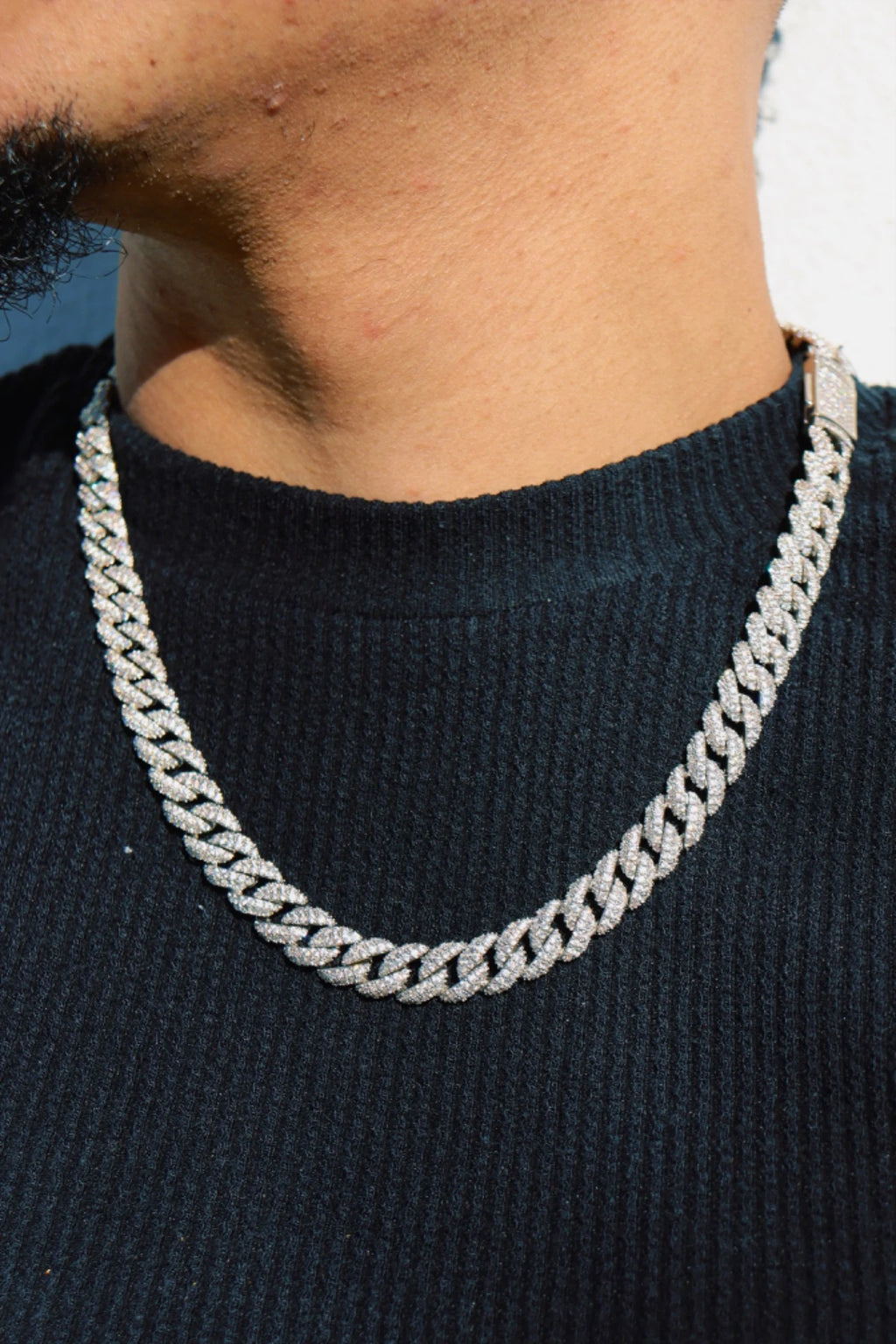 8mm Iced Cuban Link Chain - White Gold