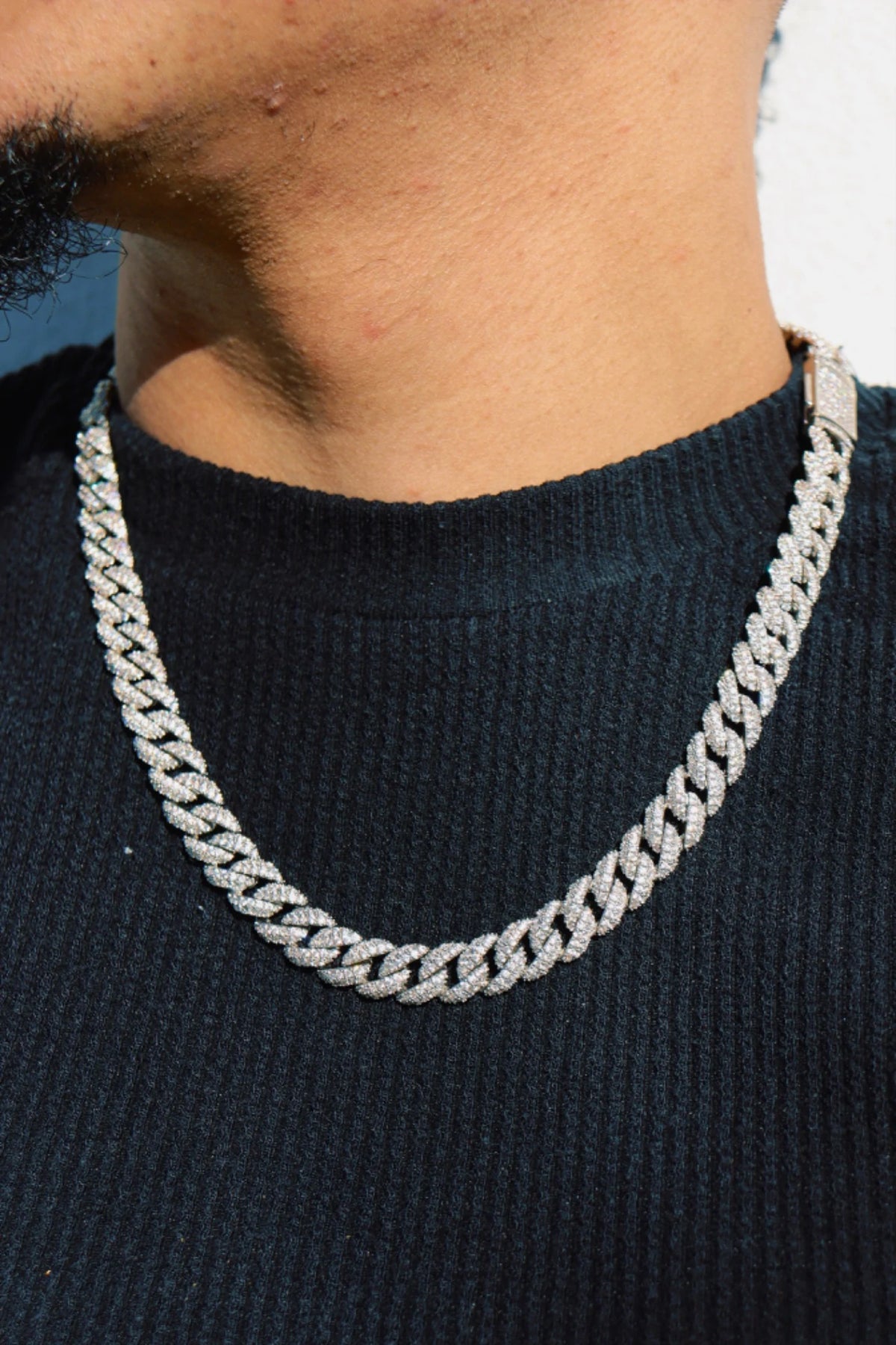 8mm Iced Cuban Link Chain - White Gold