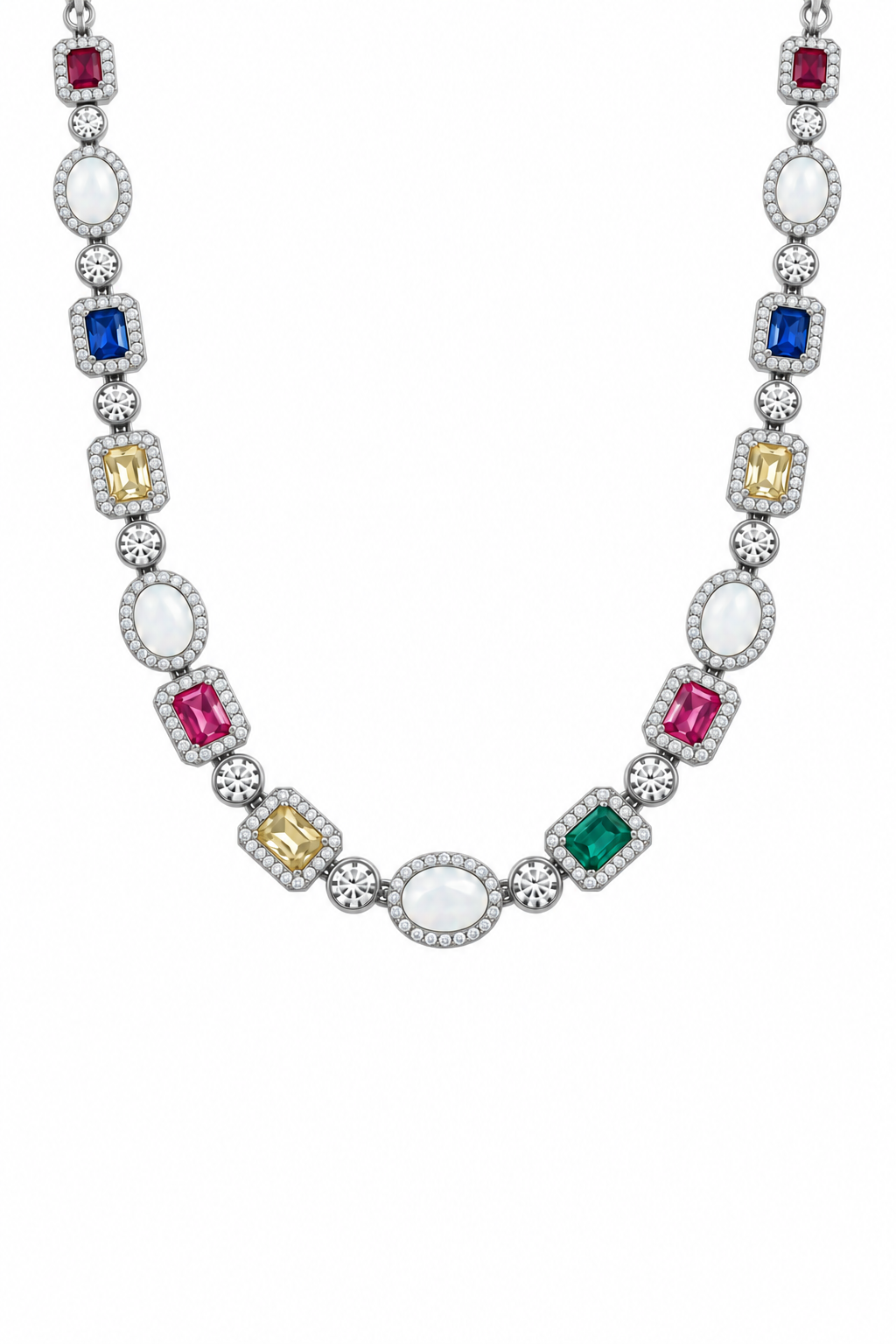 6mm Multi Gemstone & Opal Bracelete - White Gold