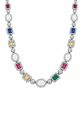 6mm Multi Gemstone & Opal Bracelete - White Gold