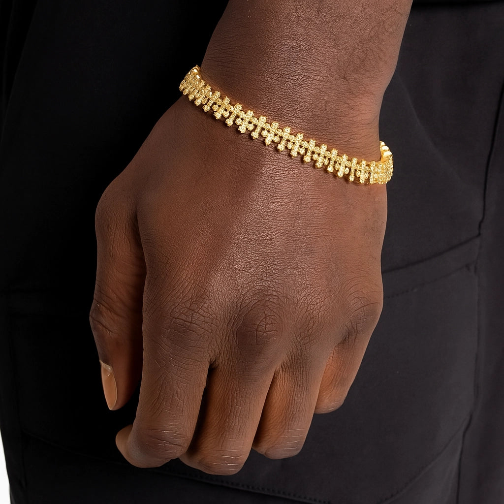 Iced Cross Pattern Bracelet - Gold