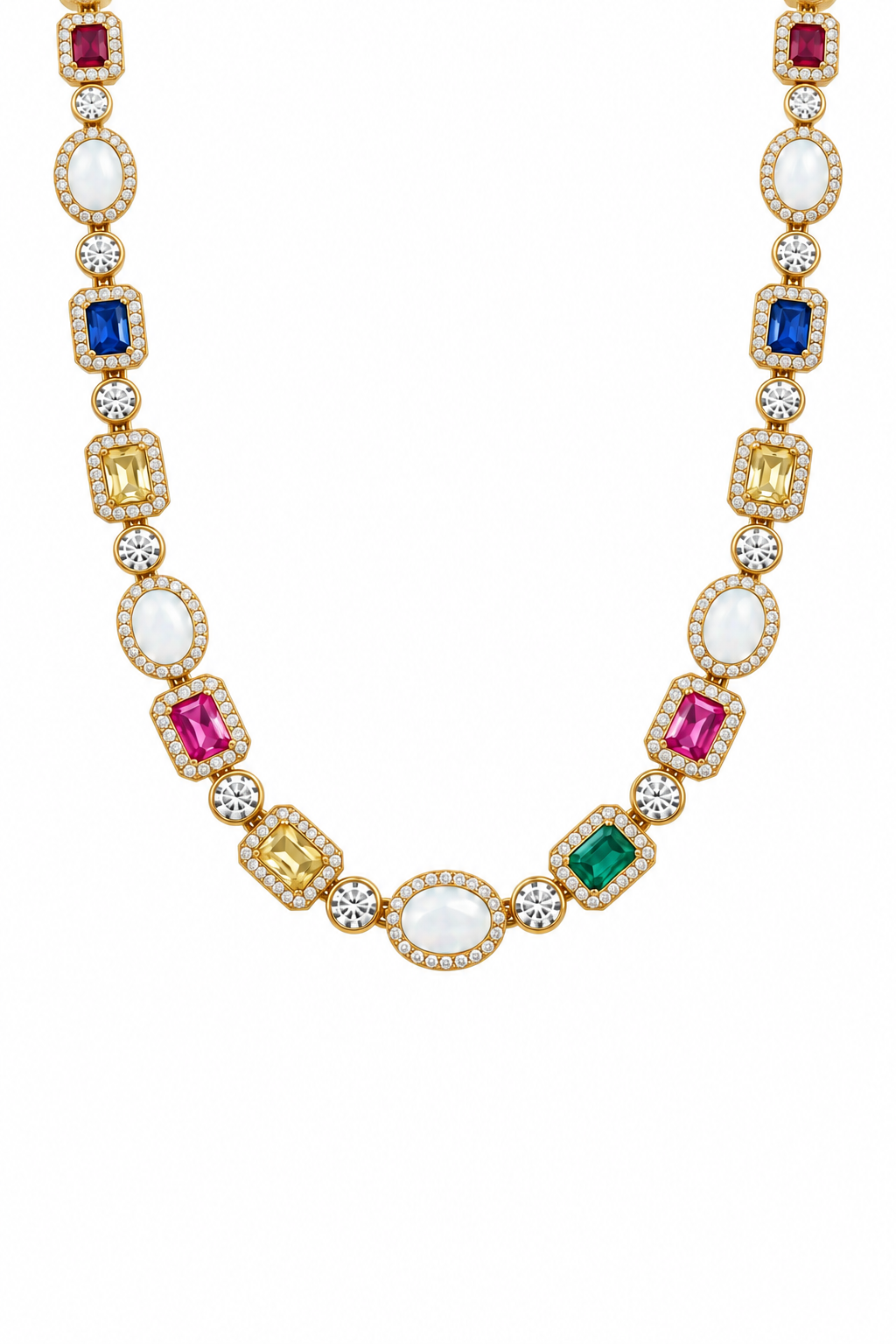 6mm Multi Gemstone & Opal Bracelete - Gold