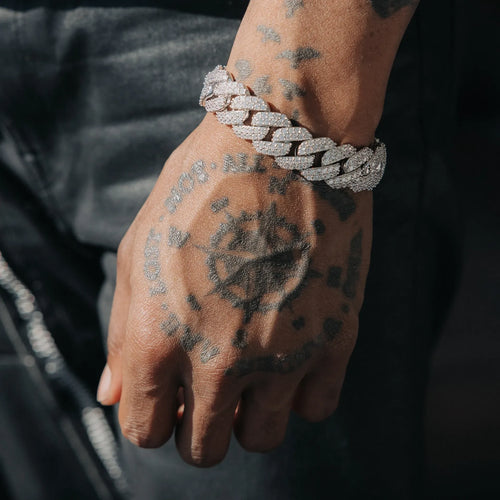 14mm Prong Link Chain - White Gold