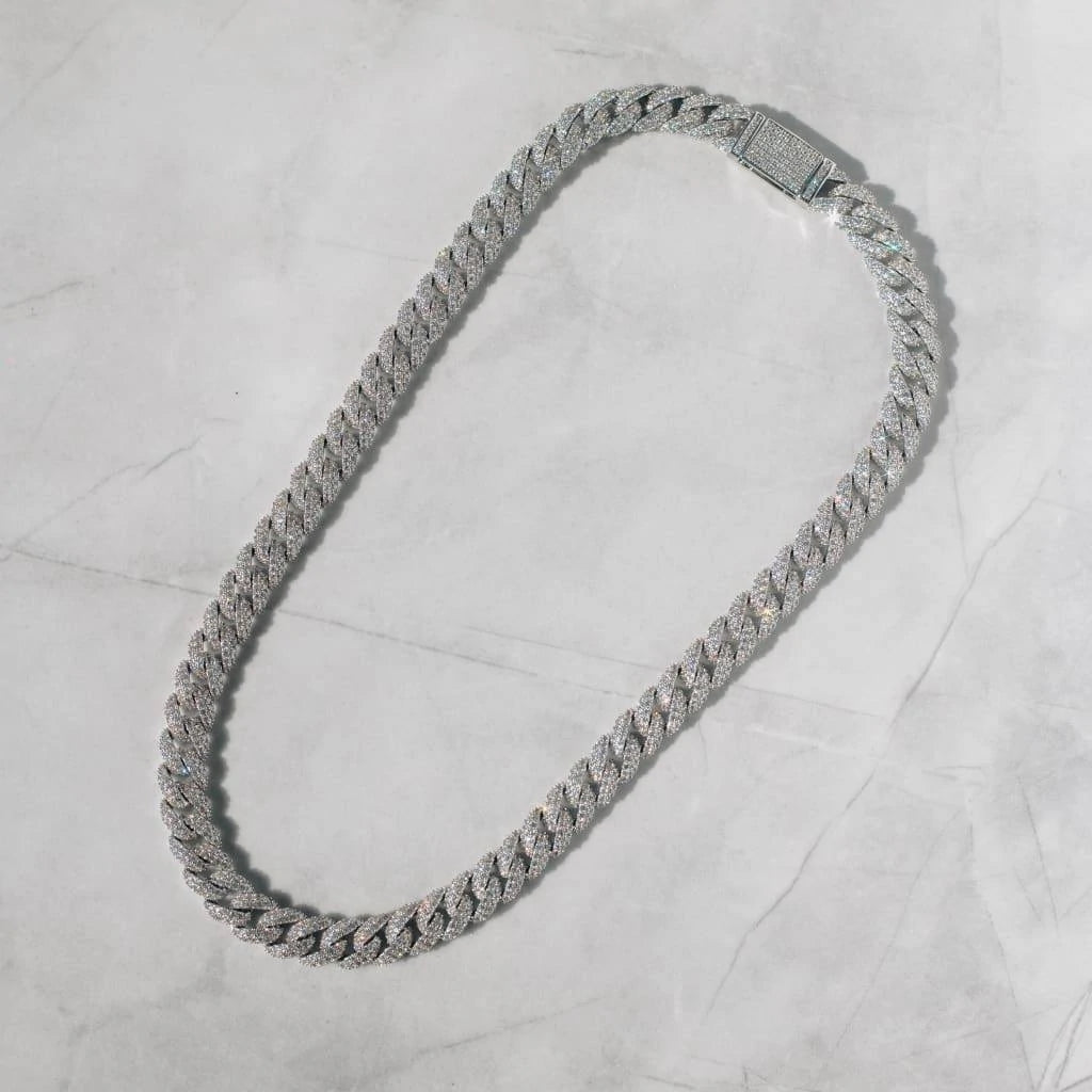 8mm Iced Cuban Link Chain - White Gold