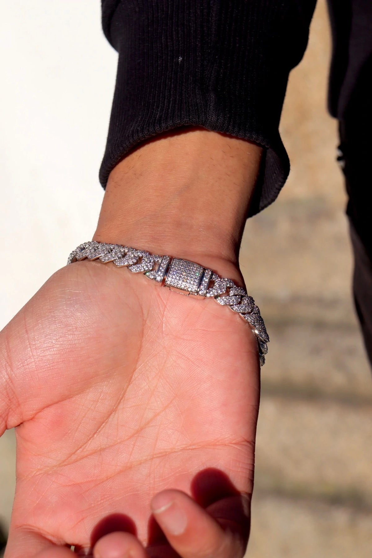 10mm Prong Link Chain - White Gold