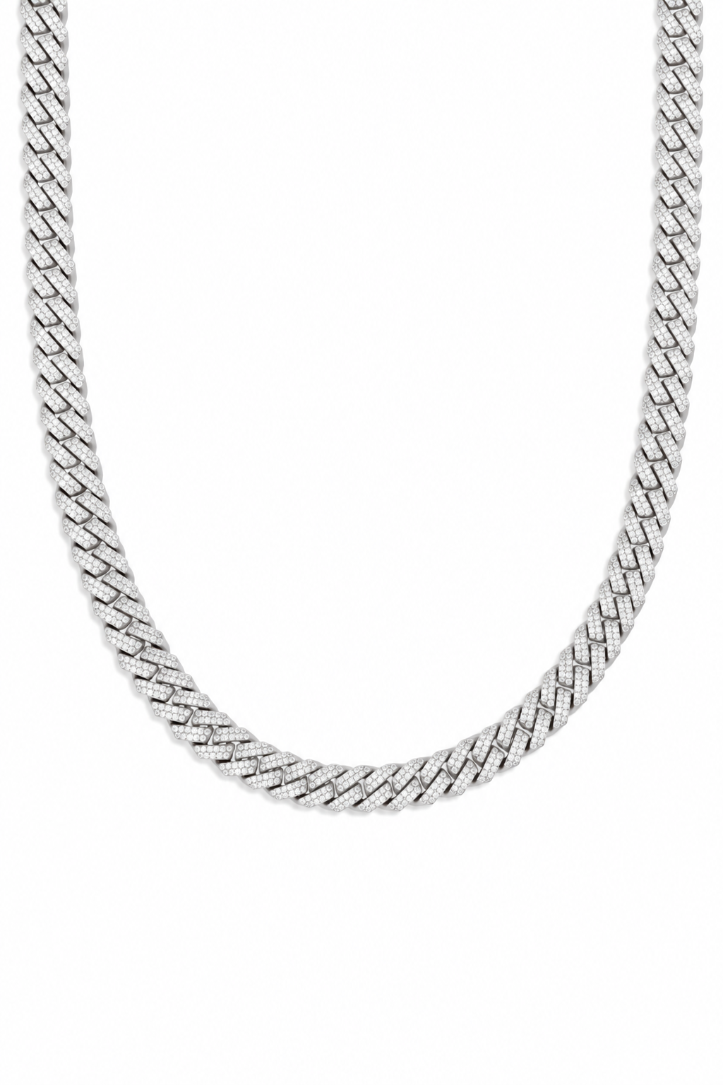 10mm Diamond Prong Link Chain - White Gold