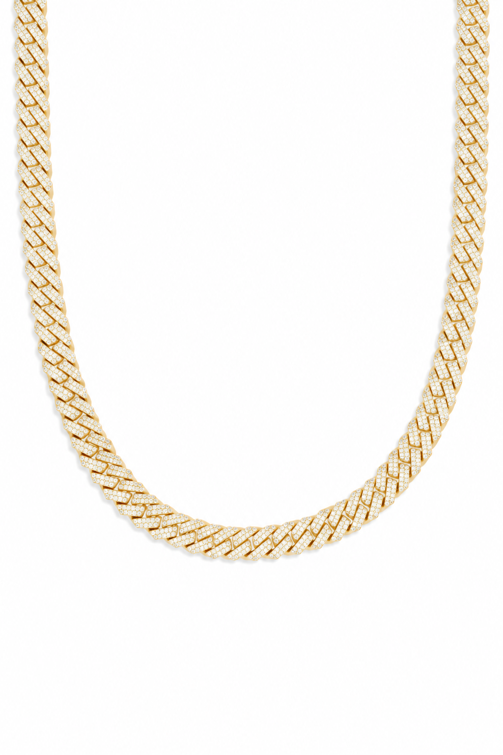 10mm Diamond Prong Link Chain - Gold