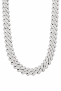 19mm Diamond Prong Link Chain - White Gold