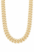 19mm Diamond Prong Link Chain - Gold