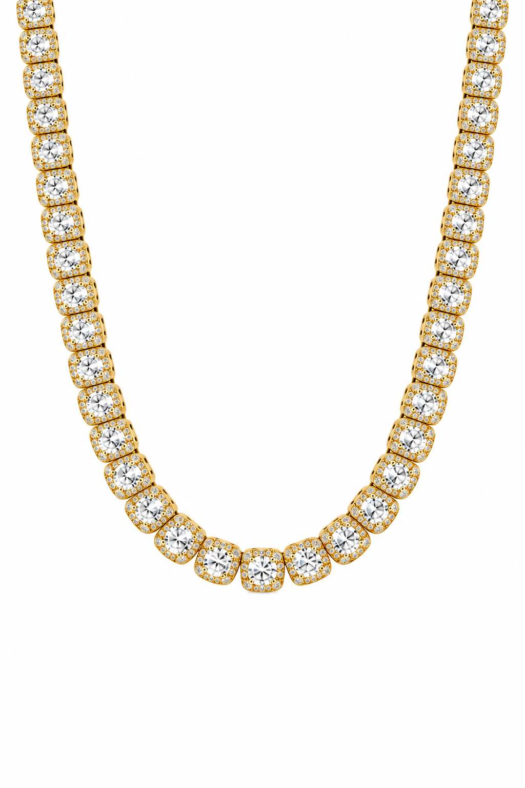 7mm Clustered Tennis Chain - Gold