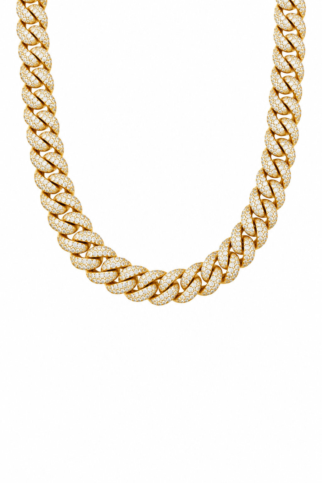 8mm Iced Cuban Link Chain - Gold