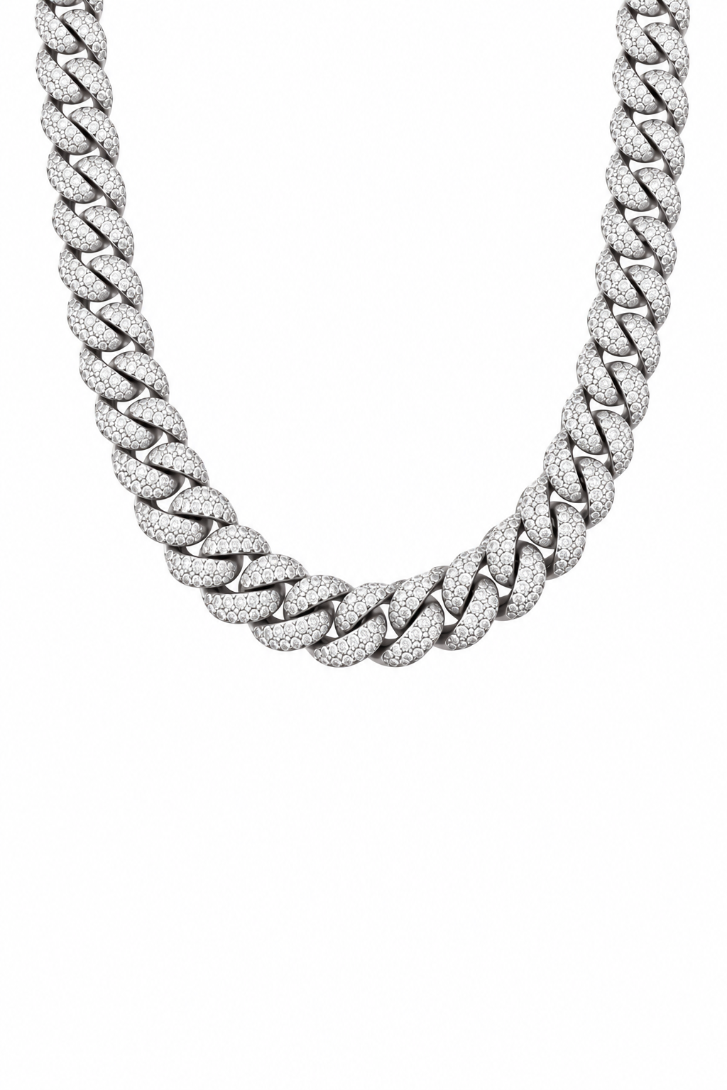 8mm Iced Cuban Link Chain - White Gold
