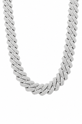 14mm Diamond Prong Link Chain - White Gold