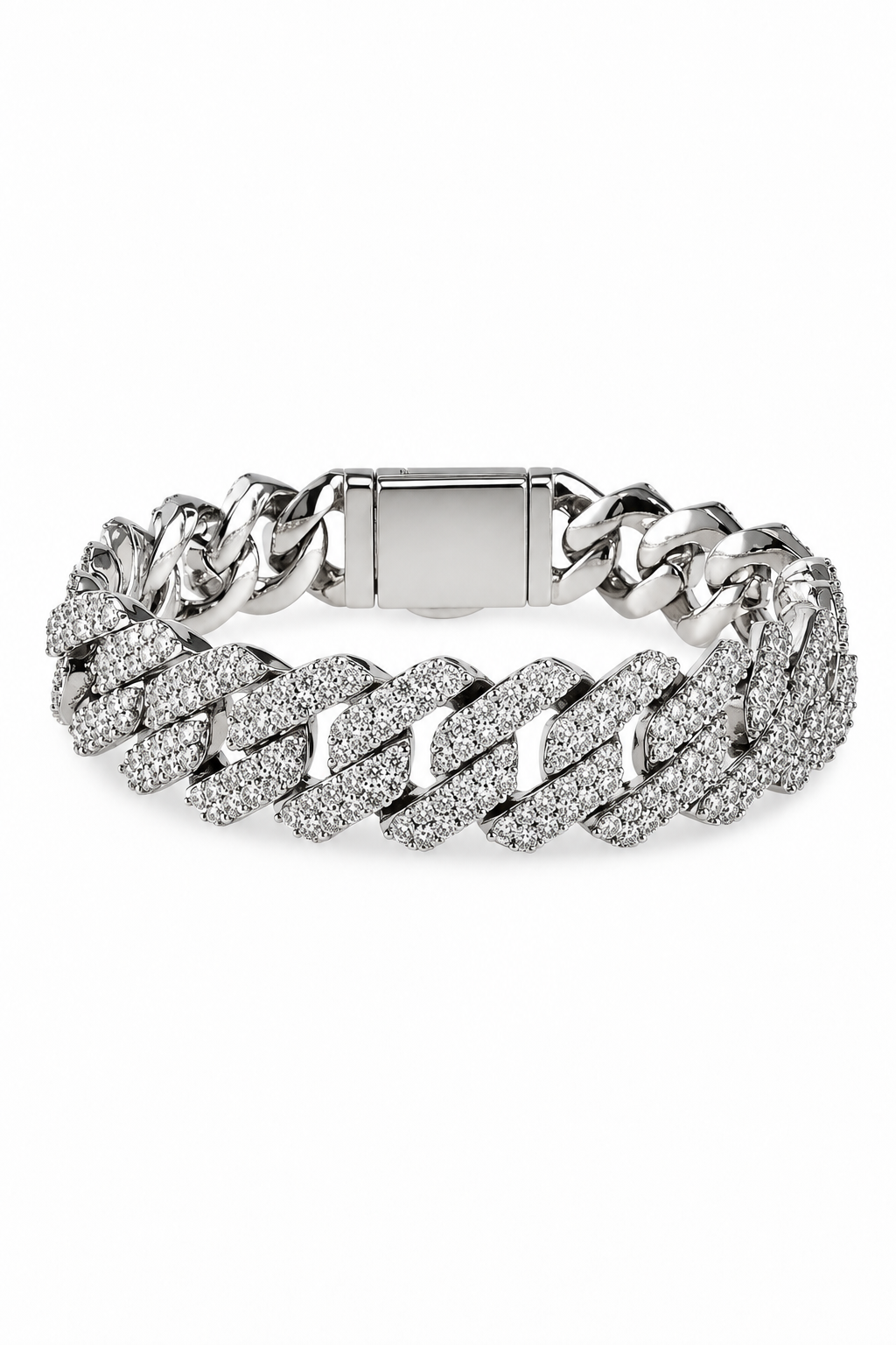 14mm Prong Link Chain - White Gold
