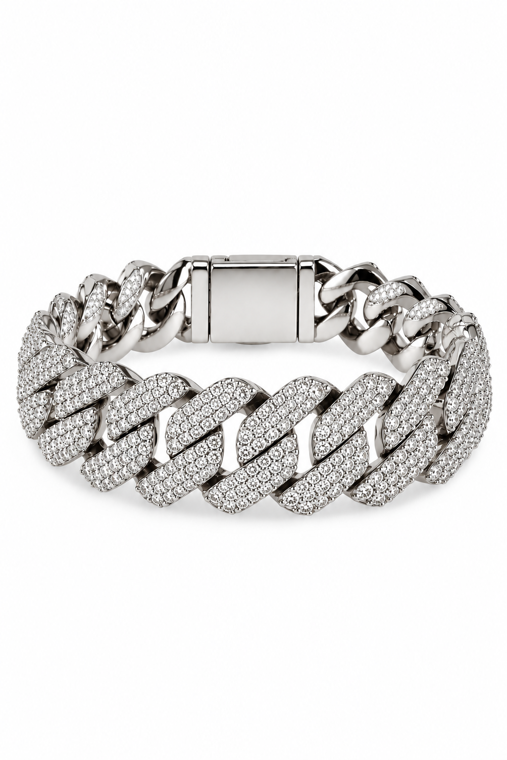 19mm Prong Link Bracelete - White Gold