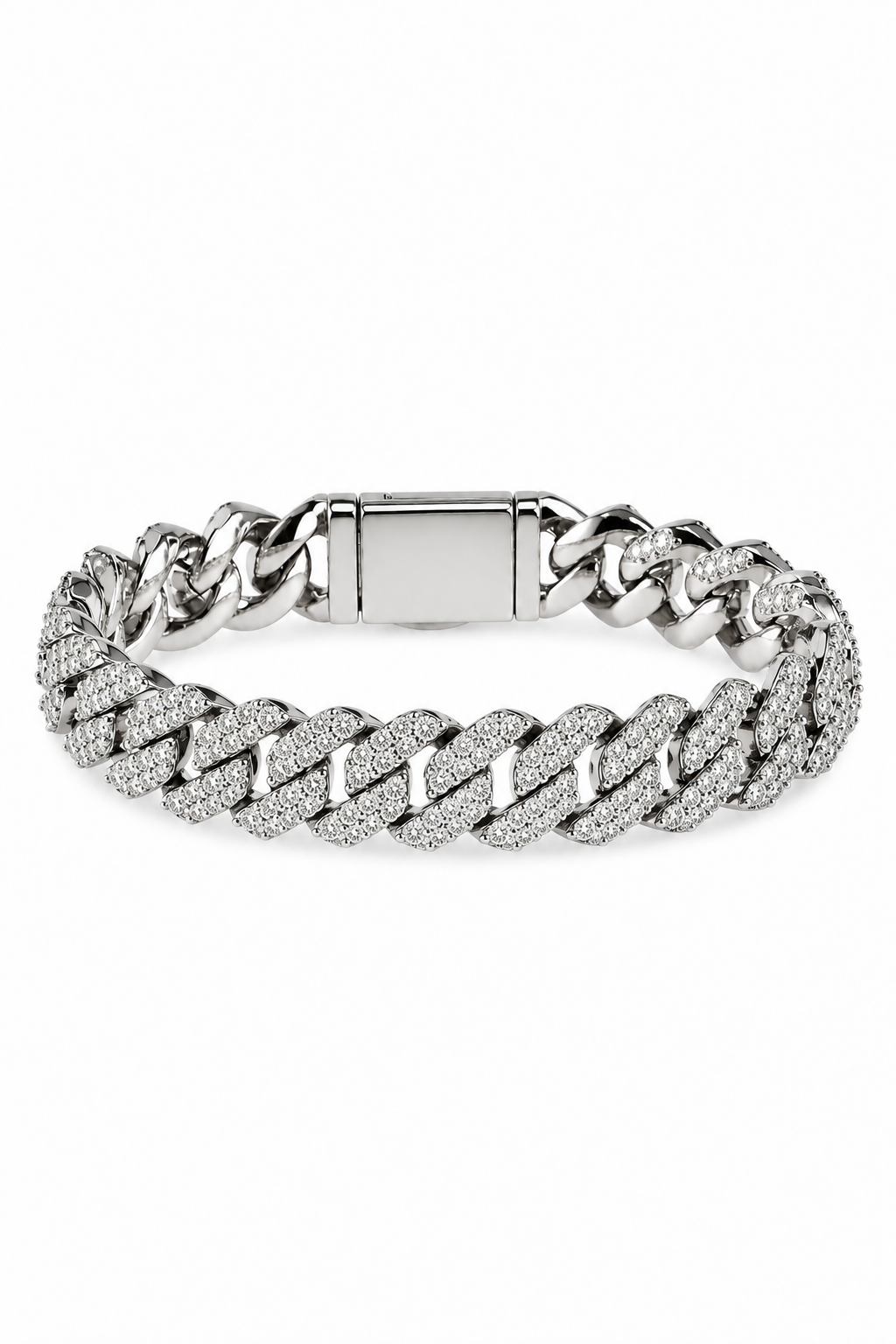 10mm Prong Link Chain - White Gold