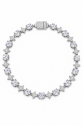 6mm Iced Round & Star Bracelete 925 Silver - White Gold