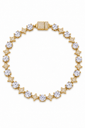 6mm Iced Round & Star Bracelete 925 Silver - Gold