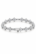 3mm Mixed Tennis Bracelete - White Gold
