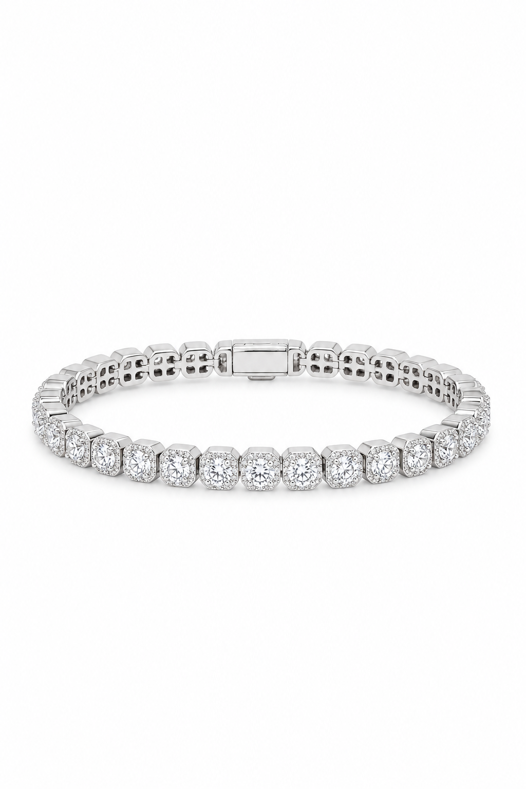 7mm Clustered Tennis - White Gold
