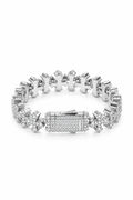 Iced Cross Pattern Bracelet - White Gold