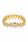 Iced Cross Pattern Bracelet - Gold