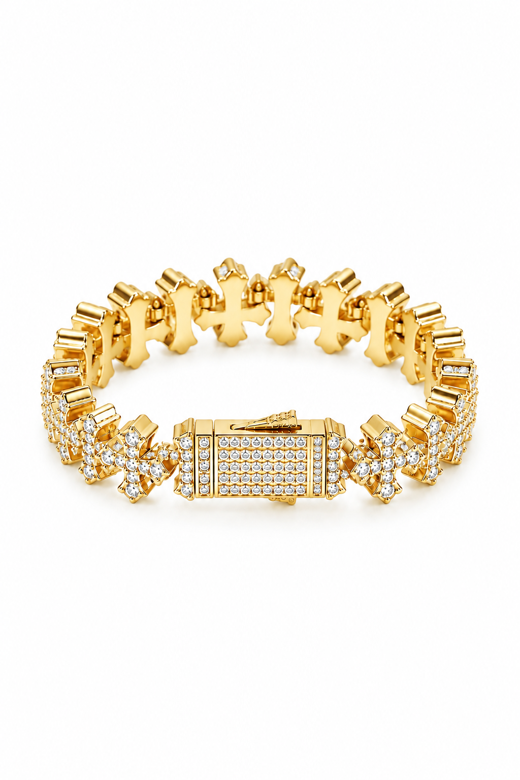 Iced Cross Pattern Bracelet - Gold