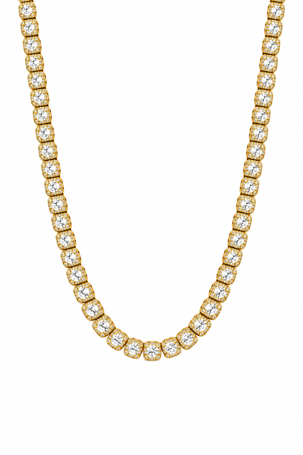 5mm Clustered Tennis Chain - Gold