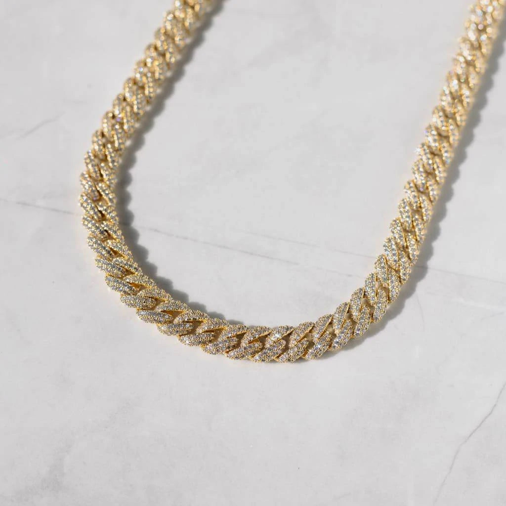 8mm Iced Cuban Link Chain - Gold