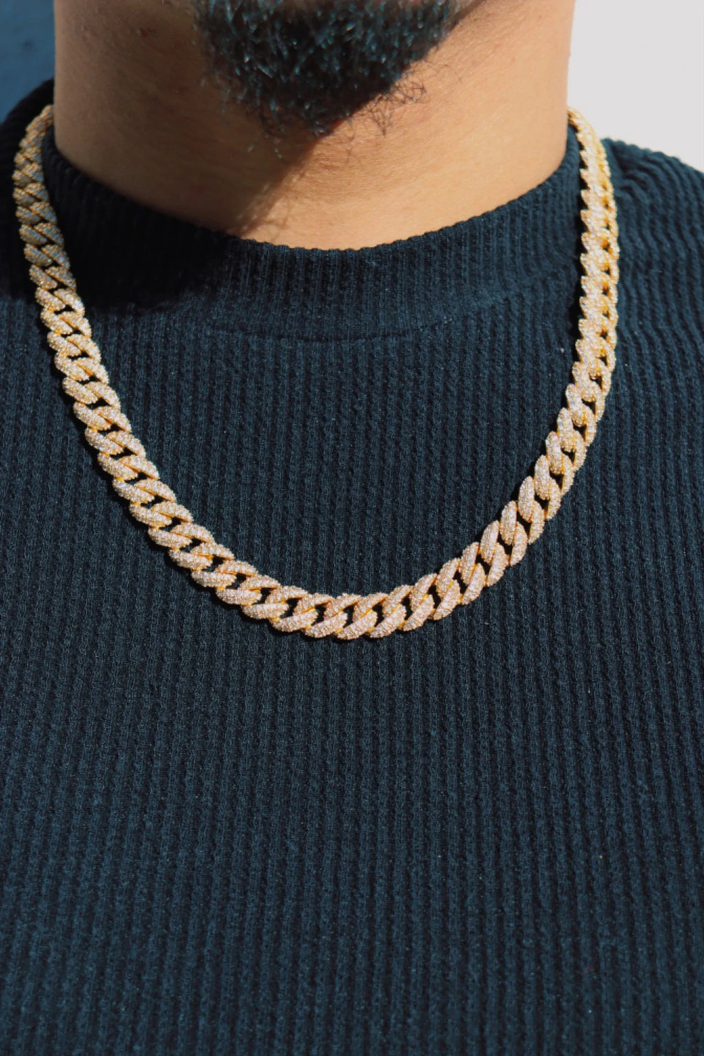 8mm Iced Cuban Link Chain - Gold