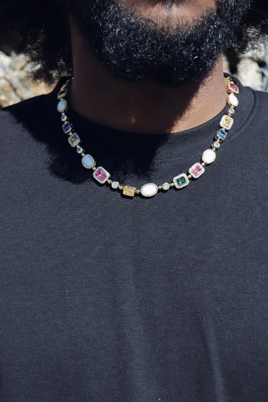6mm Multi Gemstone & Opal Bracelete - Gold