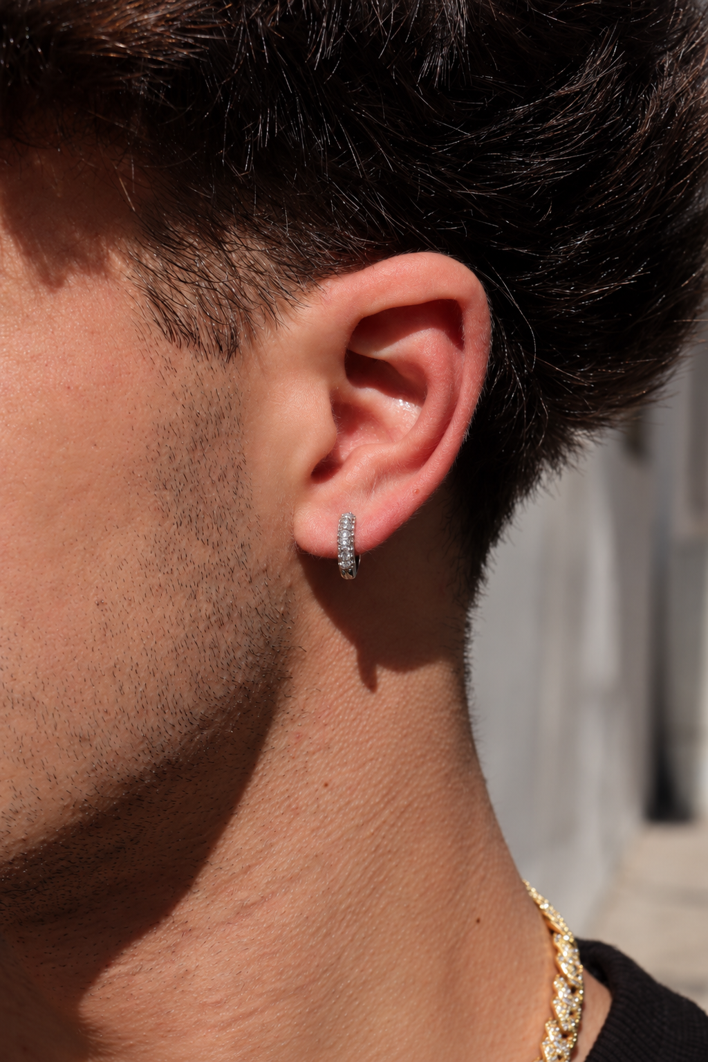 Iced Hoop Earrings - 13mm - White