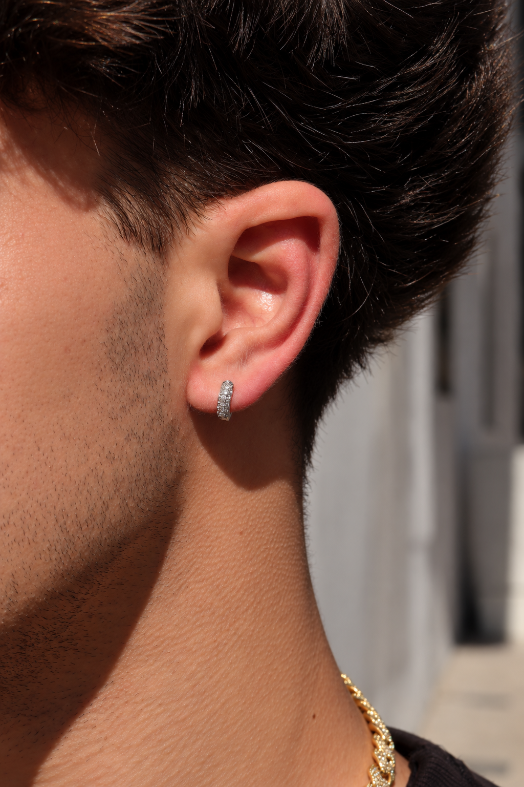 Iced Hoop Earrings - 11mm - White