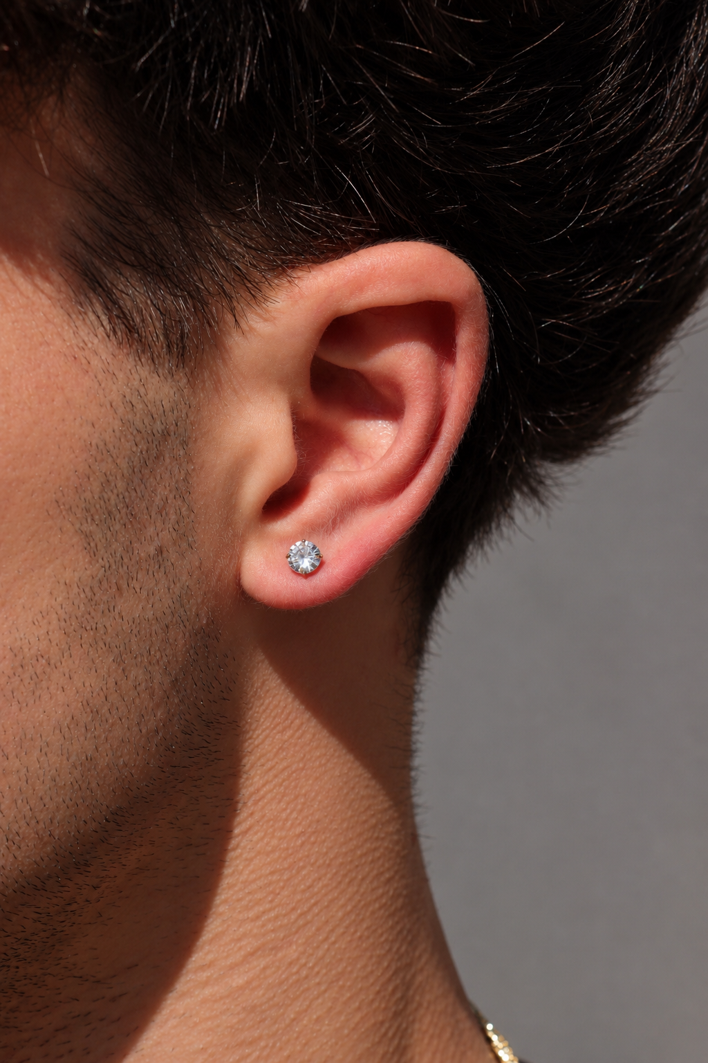 5mm Round Cut Stud Earrings - White