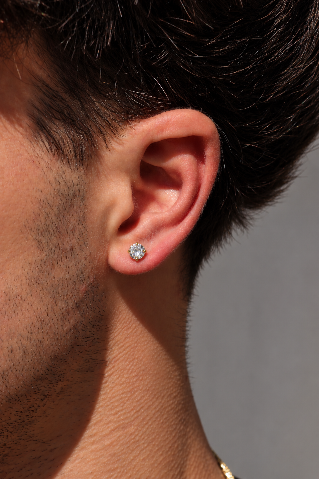 5mm Round Cut Stud Earrings - Gold