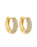 Iced Hoop Earrings - 13mm - Gold