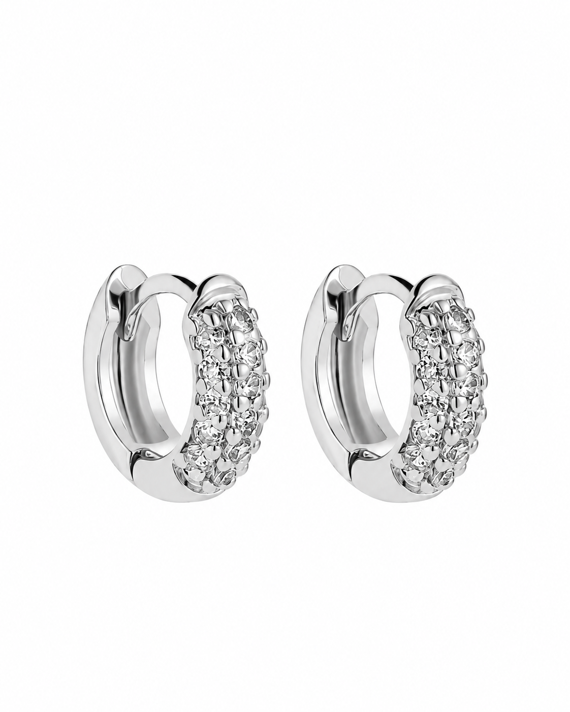 Iced Hoop Earrings - 11mm - White