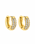 Iced Hoop Earrings - 11mm - Gold