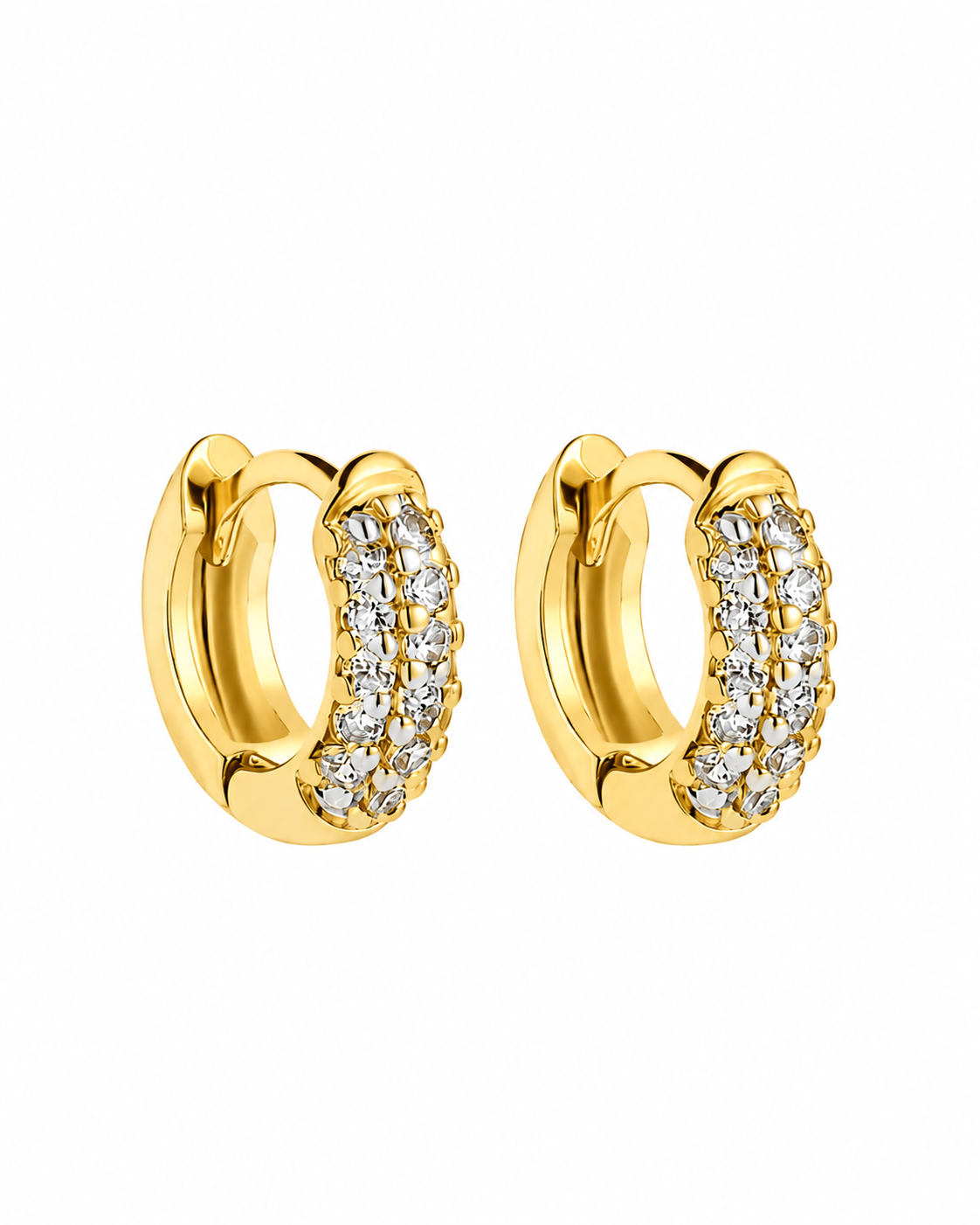 Iced Hoop Earrings - 11mm - Gold