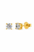 5mm Round Cut Stud Earrings - Gold