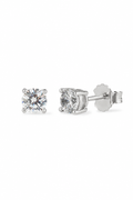 5mm Round Cut Stud Earrings - White