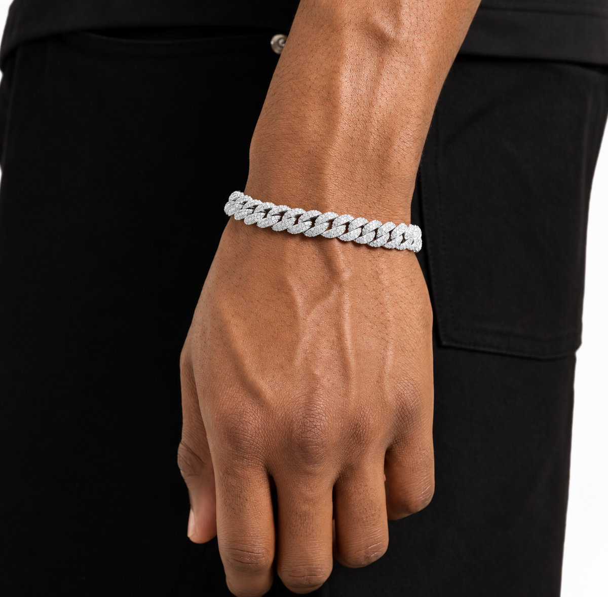 8mm Iced Cuban Link - White