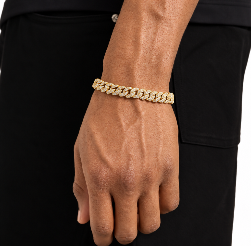 8mm Iced Cuban Link - Gold